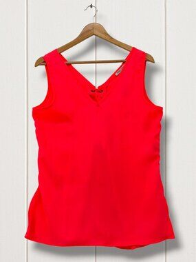 Speed Limit MPH Neon Pink Open Tie Back Drawstring Tank Top L